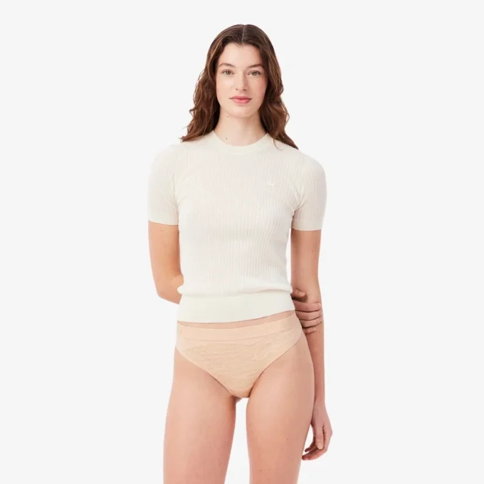 Cueca de cordão em malha com logótipo na cintura
