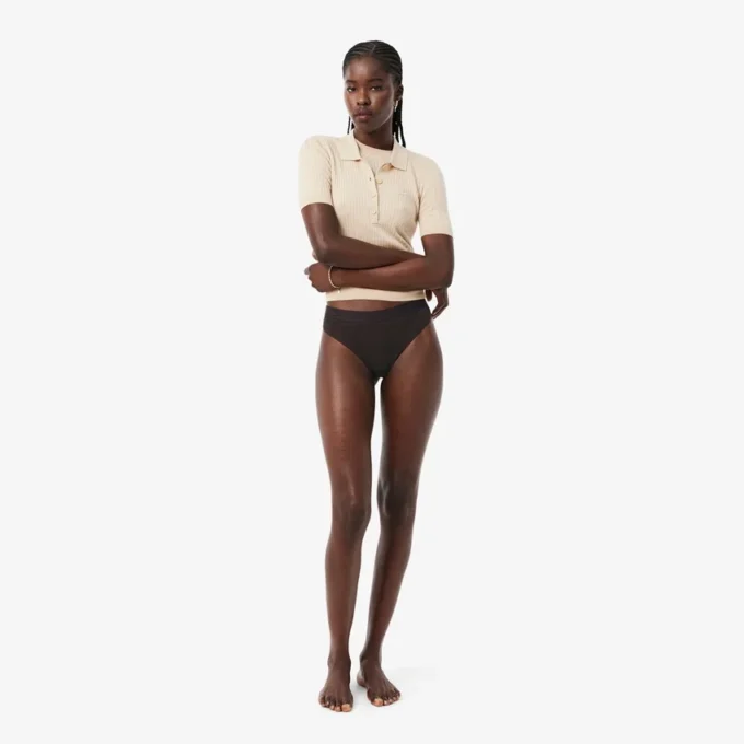 Cueca de cordão em malha com logótipo na cintura