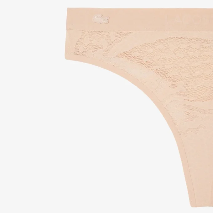 Cueca de cordão em malha com logótipo na cintura