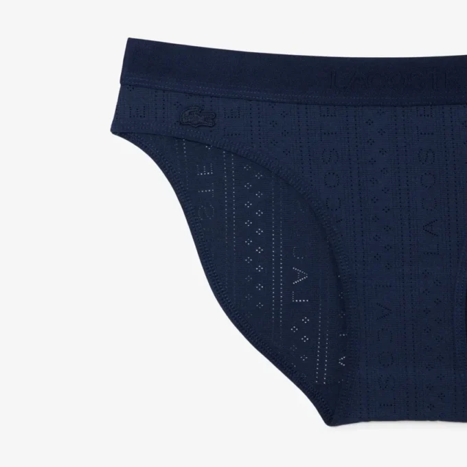 Cueca de malha elástica com ponto de renda