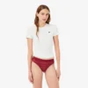 Cueca fio dental com renda e logótipo na cintura