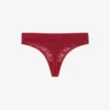 Cueca fio dental com renda e logótipo na cintura