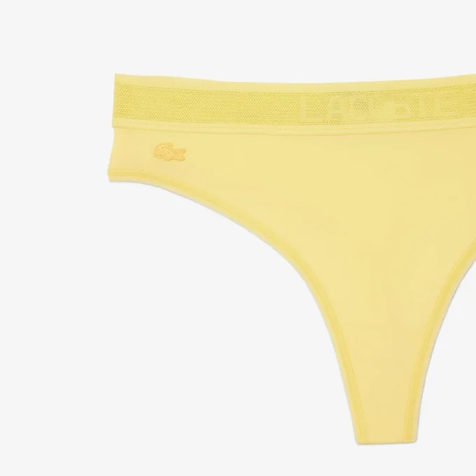 Cueca fio dental em microfibra com logótipo na cintura