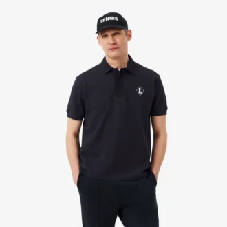 Fabricado em França Polo com emblema de corte clássico