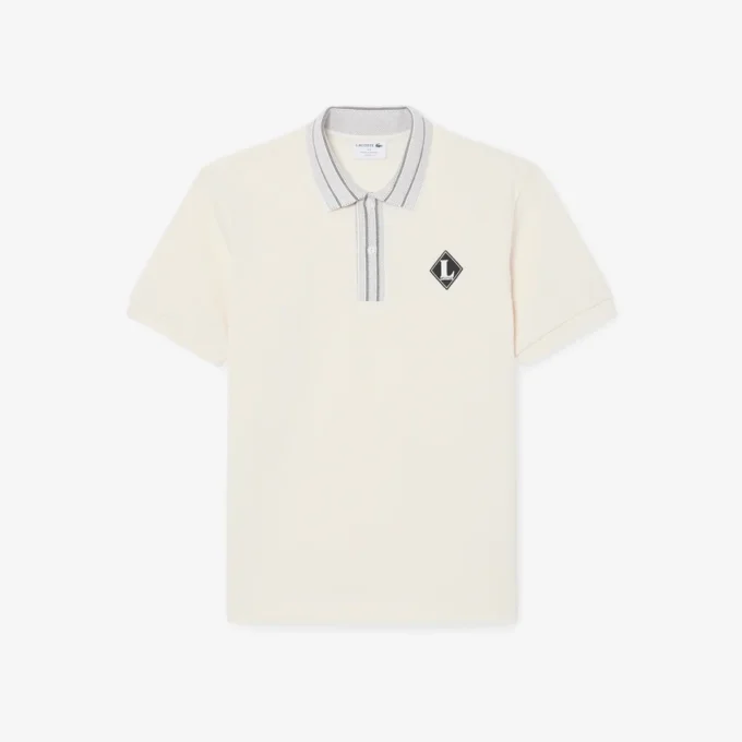 Fabricado em França Polo com emblema de corte clássico