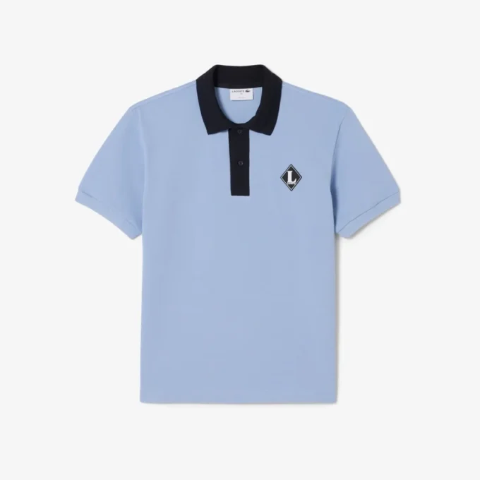 Fabricado em França Polo com emblema de corte clássico
