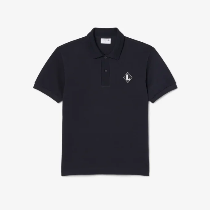 Fabricado em França Polo com emblema de corte clássico
