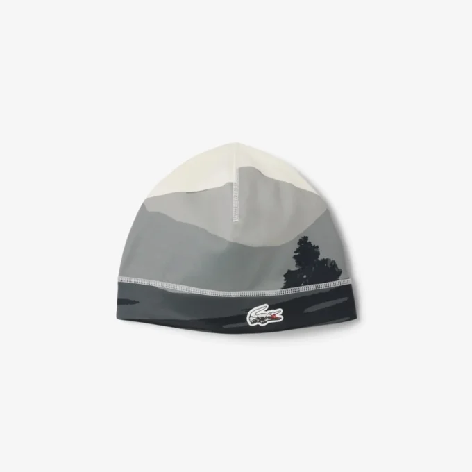 Gorro de malha polar de desporto com estampado paisagístico para homem
