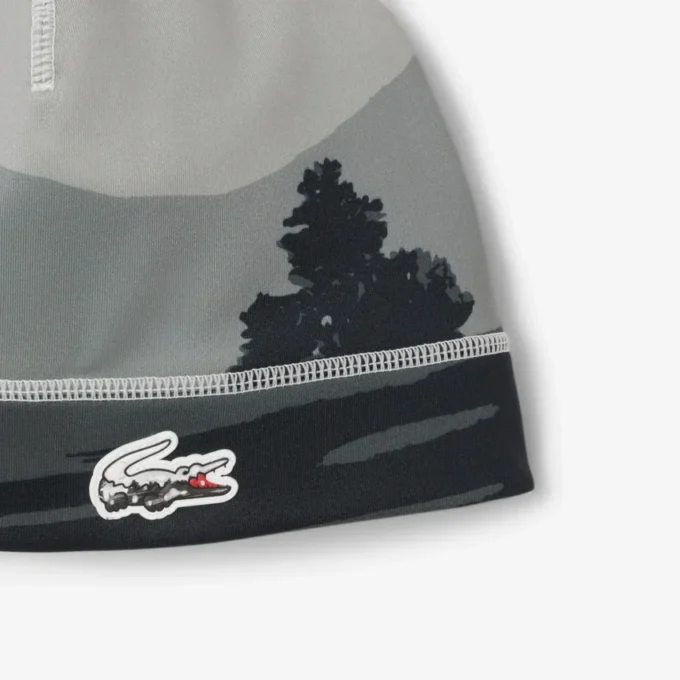 Gorro de malha polar de desporto com estampado paisagístico para homem
