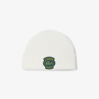 Gorro unissexo de lã com canelado e emblema