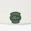 Gorro unissexo de lã com canelado e emblema