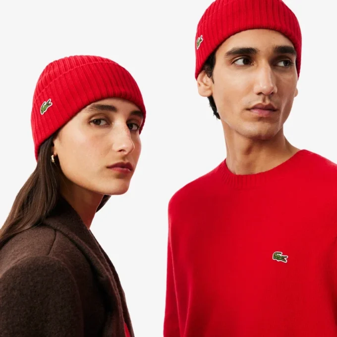 Gorro unissexo em malha canelada de lã escovada