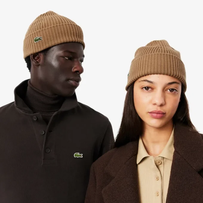 Gorro unissexo em malha canelada de lã escovada