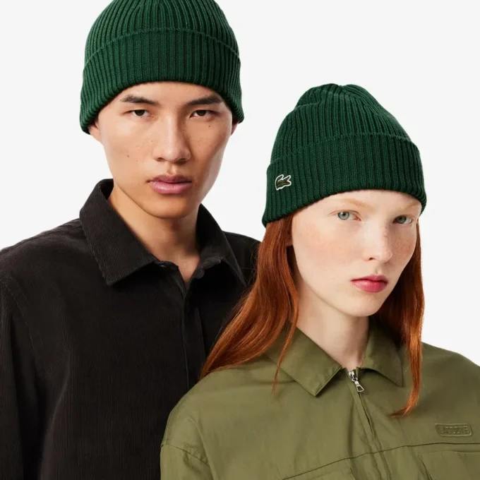 Gorro unissexo em malha canelada de lã escovada