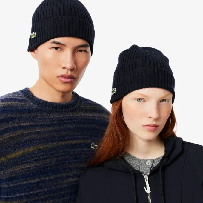 Gorro unissexo em malha canelada de lã escovada