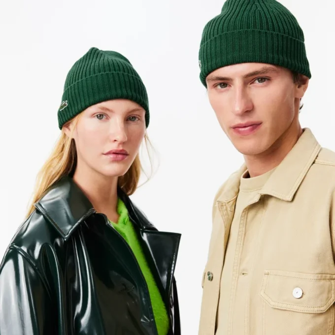 Gorro unissexo em malha canelada de lã escovada