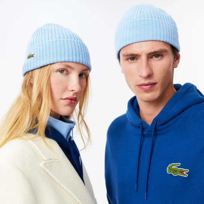 Gorro unissexo em malha canelada de lã escovada