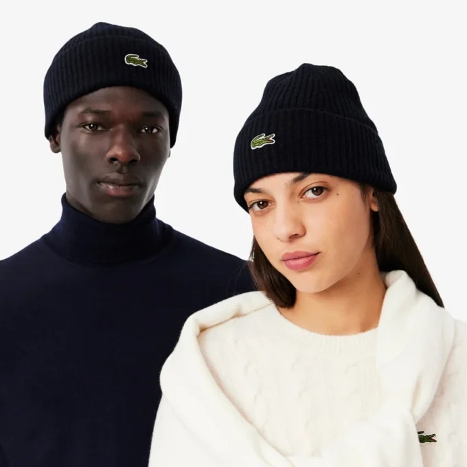 Gorro unissexo em malha de lã com canelado
