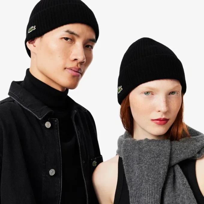 Gorro unissexo em malha de lã com canelado