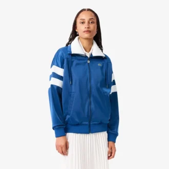 Oversized Pointelle Stripe Satin Sweatshirt for Women