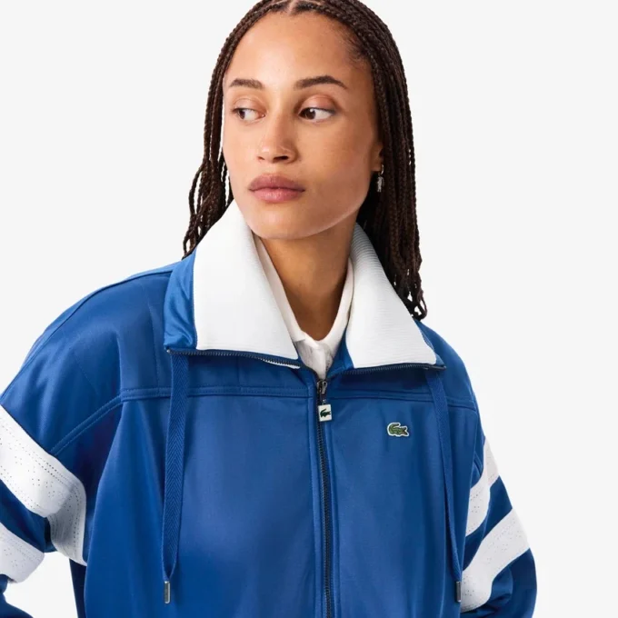 Oversized Pointelle Stripe Satin Sweatshirt for Women