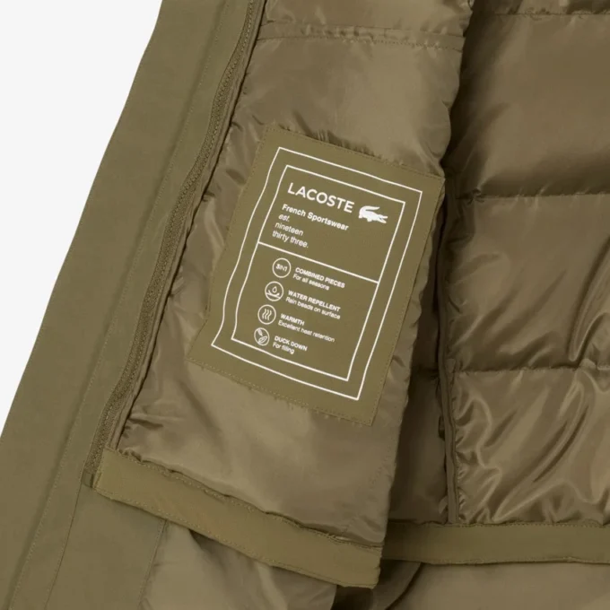 Parka acolchoada repelente à água 3 em 1 para homem