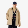 Parka com capuz repelente de água de comprimento médio para homem