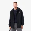 Parka com capuz repelente de água de comprimento médio para homem