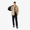 Parka com capuz repelente de água de comprimento médio para homem