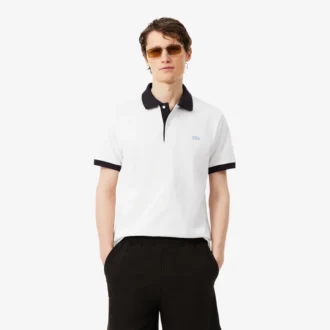 Polo Classic Fit com Canelado Contrastante