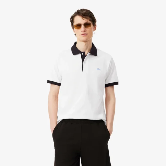 Polo Classic Fit com Canelado Contrastante