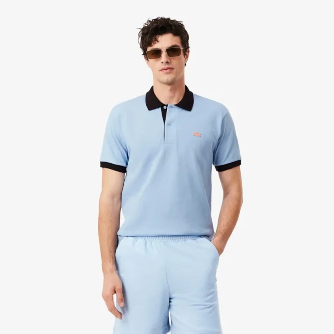 Polo Classic Fit com Canelado Contrastante
