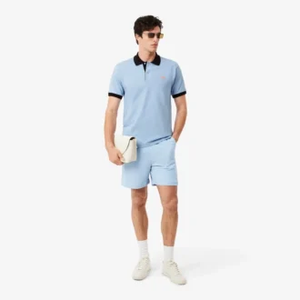 Polo Classic Fit com Canelado Contrastante