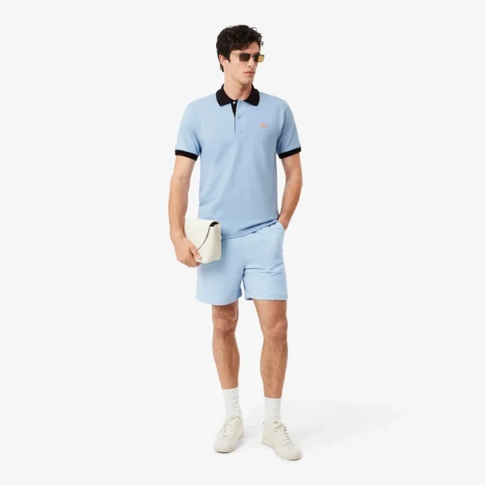Polo Classic Fit com Canelado Contrastante