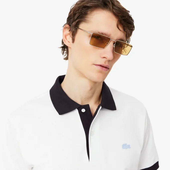 Polo Classic Fit com Canelado Contrastante