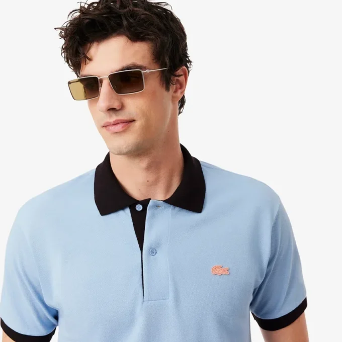 Polo Classic Fit com Canelado Contrastante
