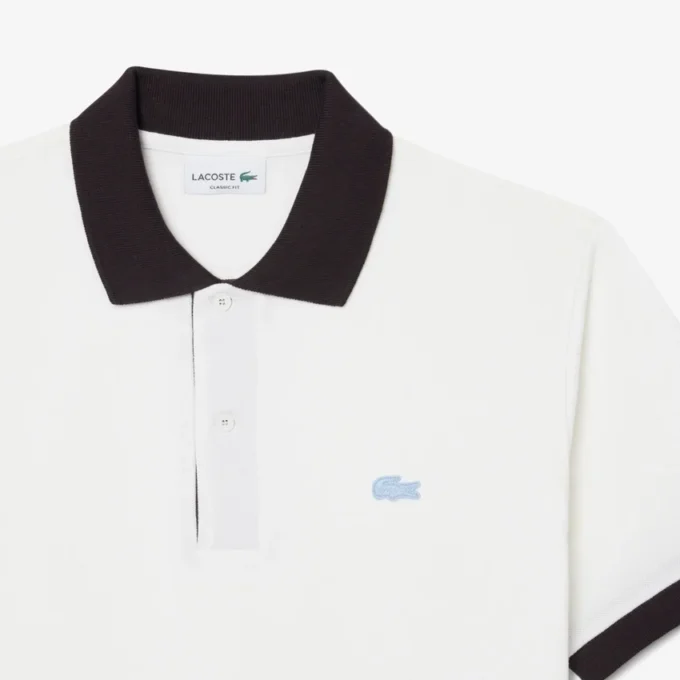 Polo Classic Fit com Canelado Contrastante