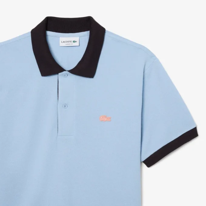 Polo Classic Fit com Canelado Contrastante