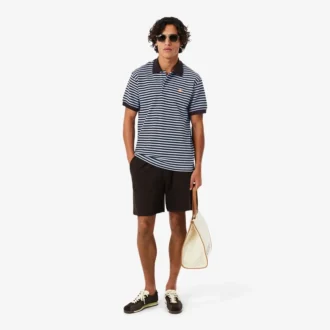 Polo clássico com riscas texturizadas