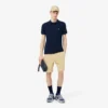 Polo com riscas e logótipo, corte regular