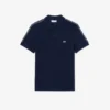 Polo com riscas e logótipo, corte regular