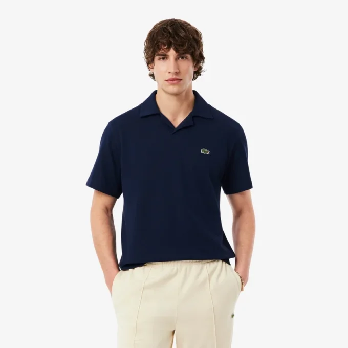 Polo de algodão e linho com corte clássico