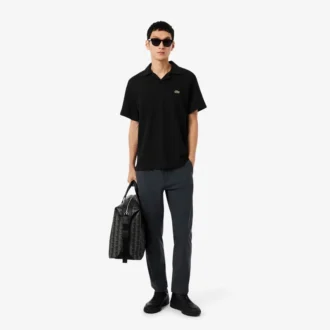 Polo de algodão e linho com corte clássico