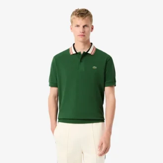 Polo de gola às riscas com corte clássico «Made in France» para homem