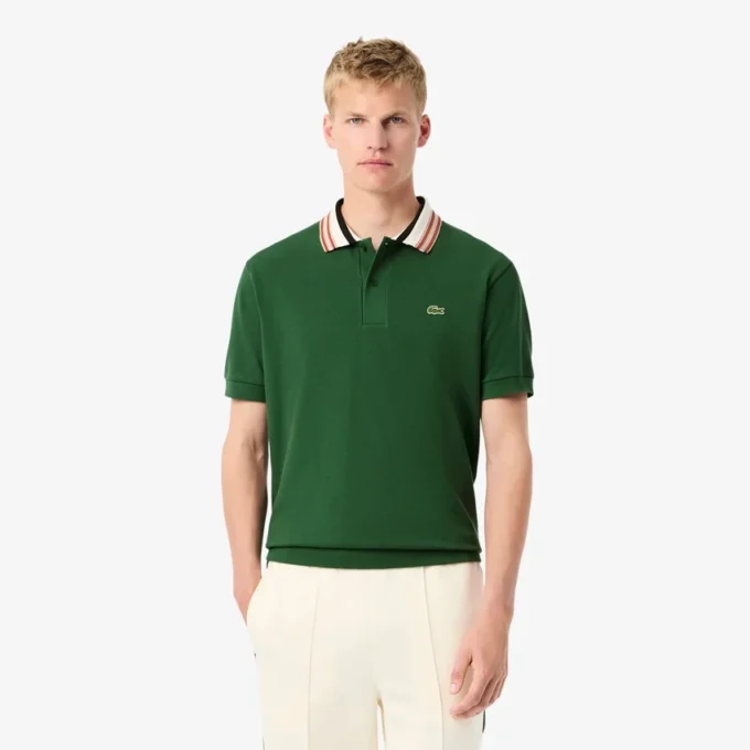 Polo de gola às riscas com corte clássico «Made in France» para homem
