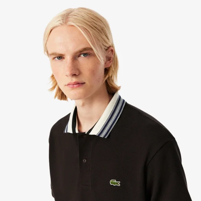 Polo de gola às riscas com corte clássico «Made in France» para homem