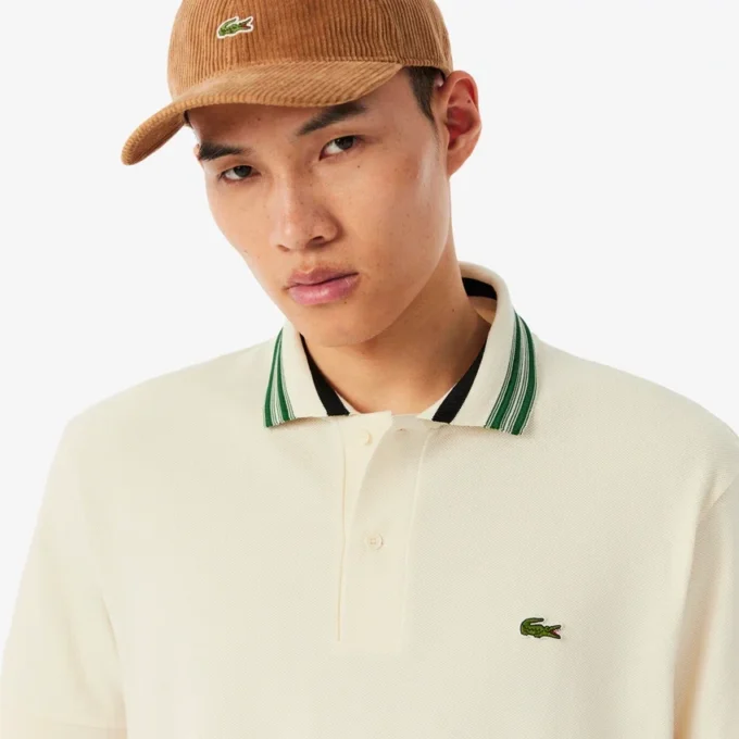 Polo de gola às riscas com corte clássico «Made in France» para homem