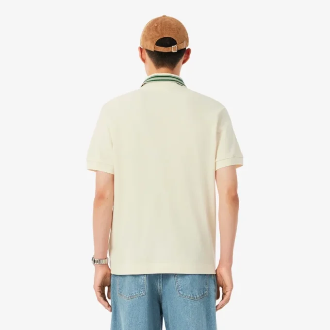 Polo de gola às riscas com corte clássico «Made in France» para homem