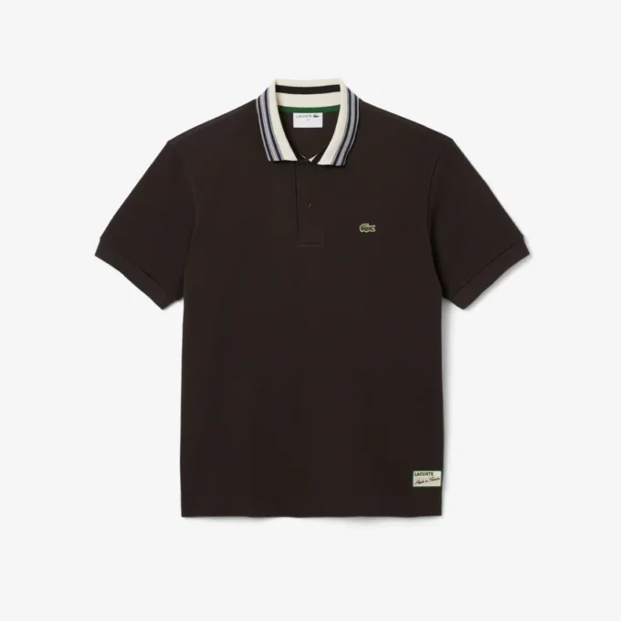 Polo de gola às riscas com corte clássico «Made in France» para homem