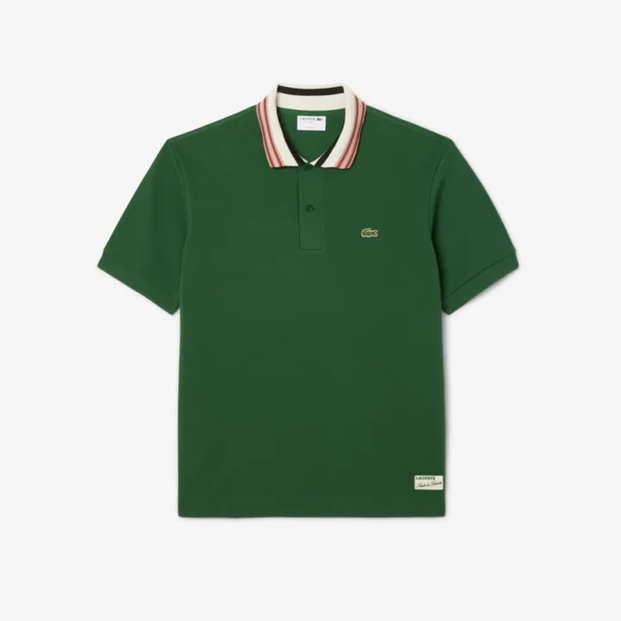 Polo de gola às riscas com corte clássico «Made in France» para homem